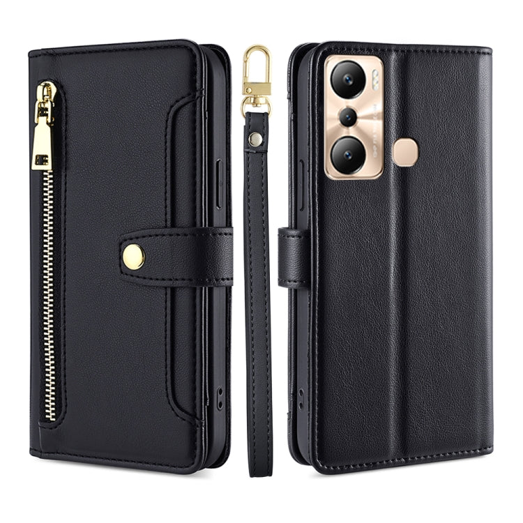 For Infinix Hot 20i Sheep Texture Cross-body Zipper Wallet Leather Phone Case