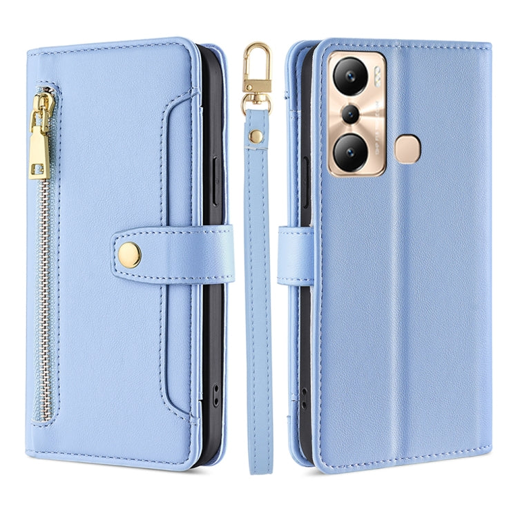 For Infinix Hot 20i Sheep Texture Cross-body Zipper Wallet Leather Phone Case