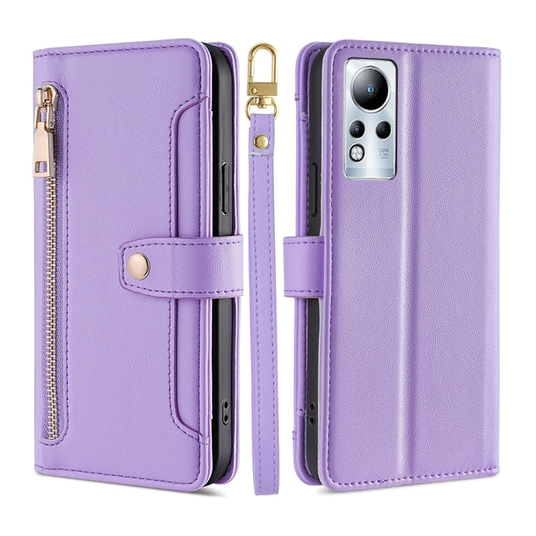 For Infinix Note 11 Sheep Texture Cross-body Zipper Wallet Leather Phone Case