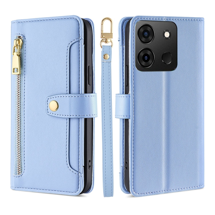 For Infinix Smart 7 Sheep Texture Cross-body Zipper Wallet Leather Phone Case