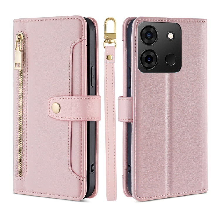 For Infinix Smart 7 Sheep Texture Cross-body Zipper Wallet Leather Phone Case