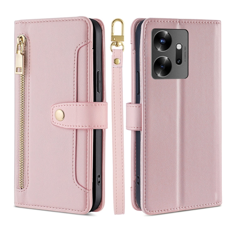 For Infinix Zero 20 Sheep Texture Cross-body Zipper Wallet Leather Phone Case