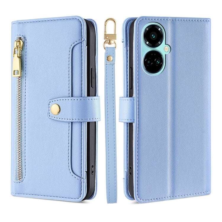 For Tecno Camon 19 / 19 Pro Sheep Texture Cross-body Zipper Wallet Leather Phone Case