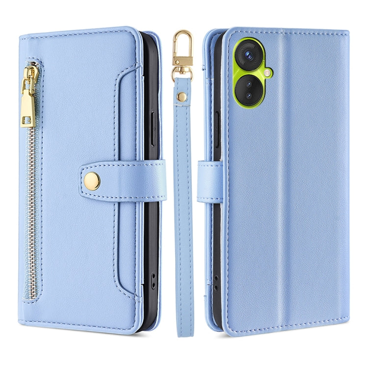 For Tecno Spark 9 Sheep Texture Cross-body Zipper Wallet Leather Phone Case