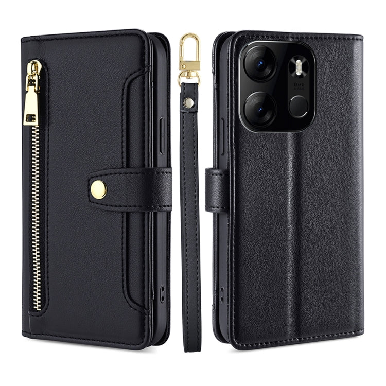 For Tecno Spark Go 2023 Sheep Texture Cross-body Zipper Wallet Leather Phone Case