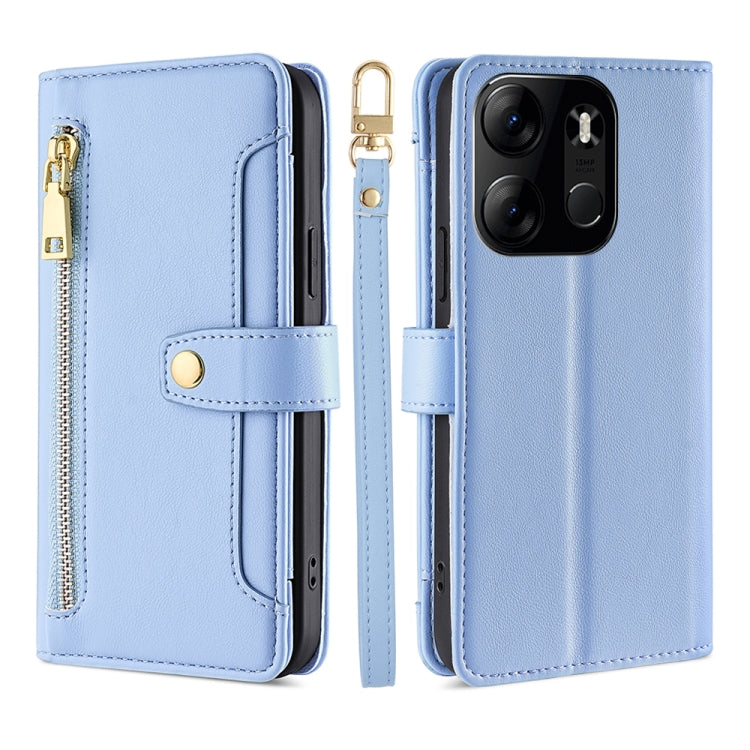For Tecno Spark Go 2023 Sheep Texture Cross-body Zipper Wallet Leather Phone Case