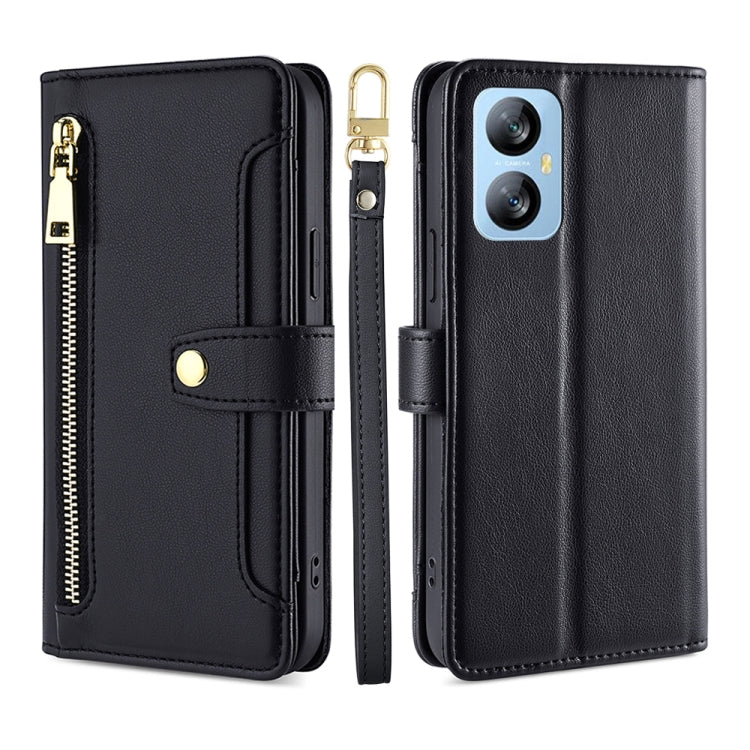 For Blackview A52 Sheep Texture Cross-body Zipper Wallet Leather Phone Case