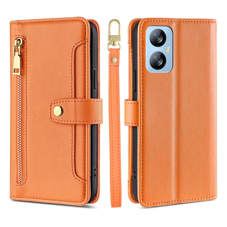 For Blackview A52 Sheep Texture Cross-body Zipper Wallet Leather Phone Case