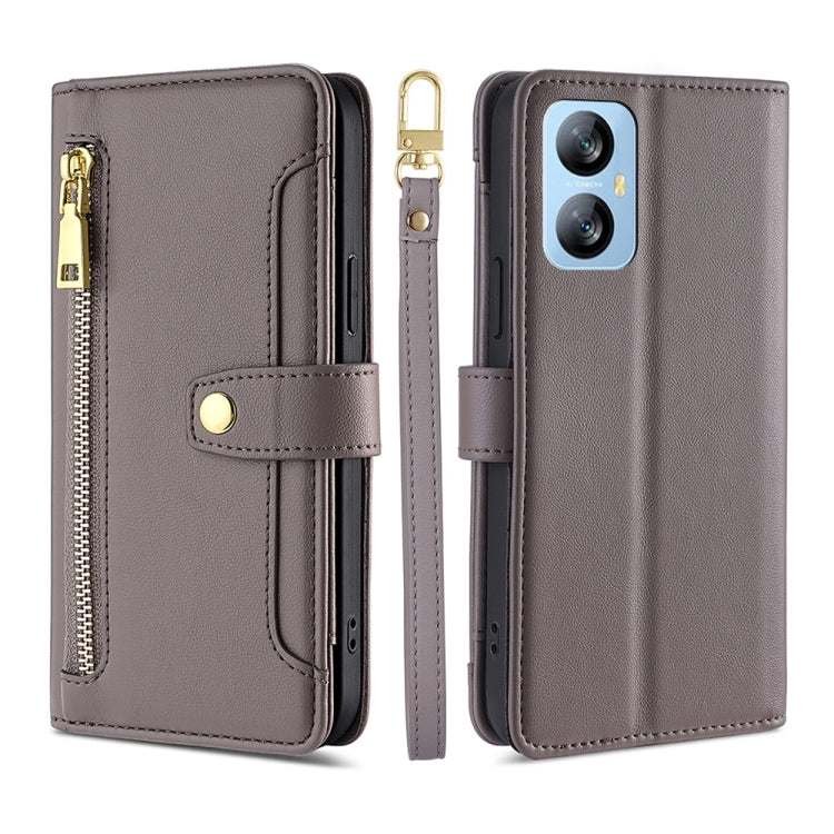 For Blackview A52 Sheep Texture Cross-body Zipper Wallet Leather Phone Case