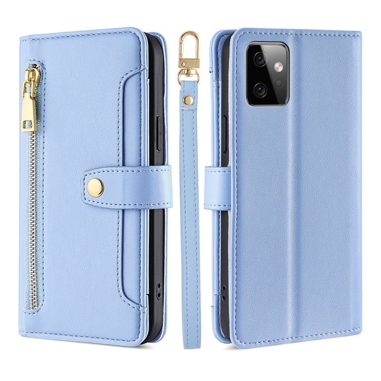For Motorola Moto G Power 2023 Sheep Texture Cross-body Zipper Wallet Leather Phone Case
