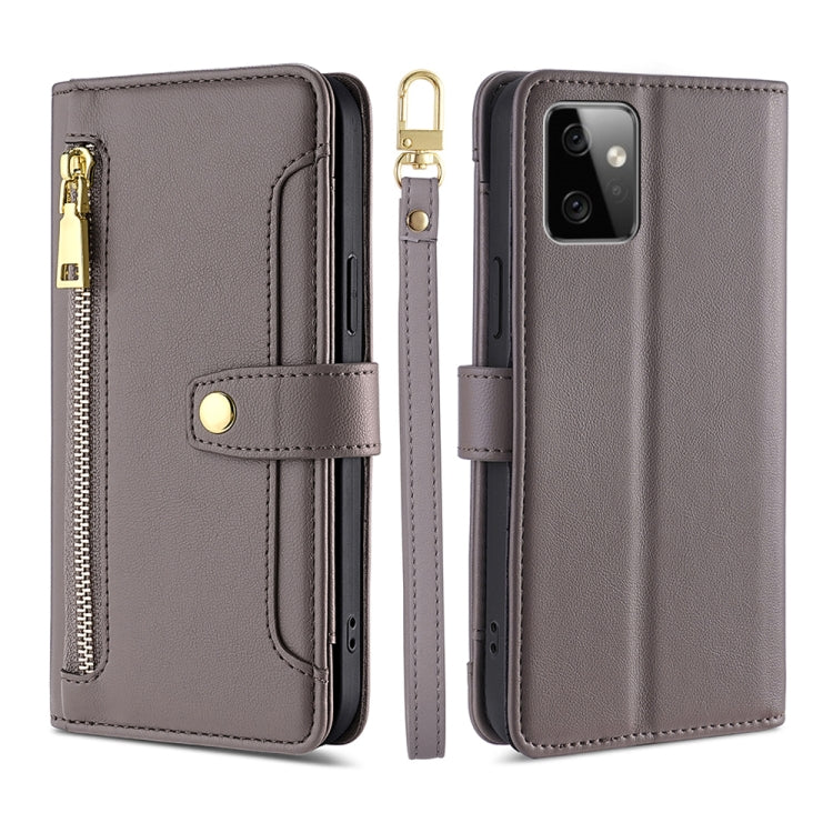 For Motorola Moto G Power 2023 Sheep Texture Cross-body Zipper Wallet Leather Phone Case