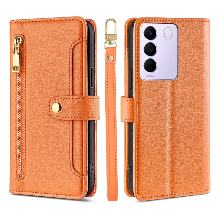 For vivo S16e Sheep Texture Cross-body Zipper Wallet Leather Phone Case
