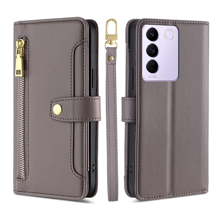 For vivo S16e Sheep Texture Cross-body Zipper Wallet Leather Phone Case