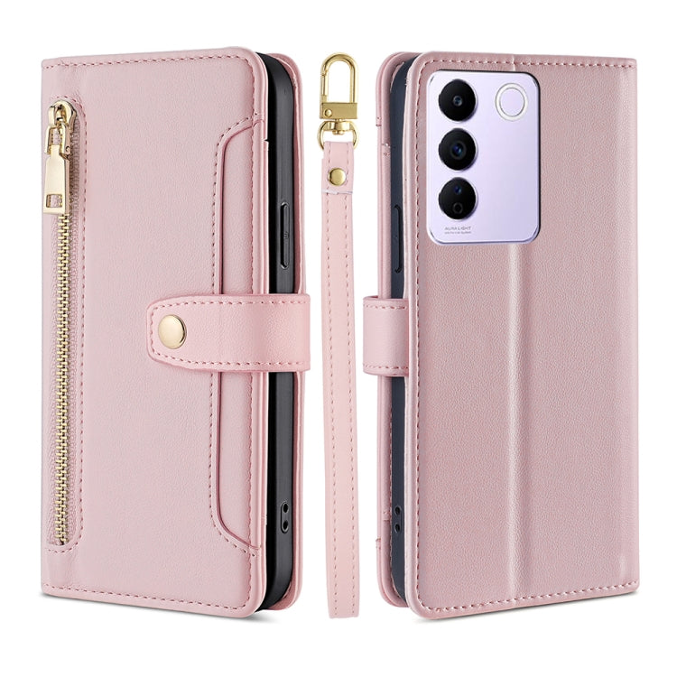 For vivo S16e Sheep Texture Cross-body Zipper Wallet Leather Phone Case