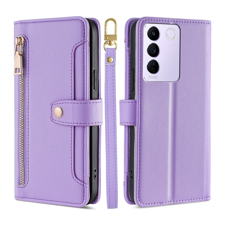 For vivo S16e Sheep Texture Cross-body Zipper Wallet Leather Phone Case