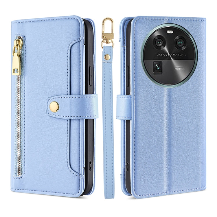 For OPPO Find X6 5G Sheep Texture Cross-body Zipper Wallet Leather Phone Case