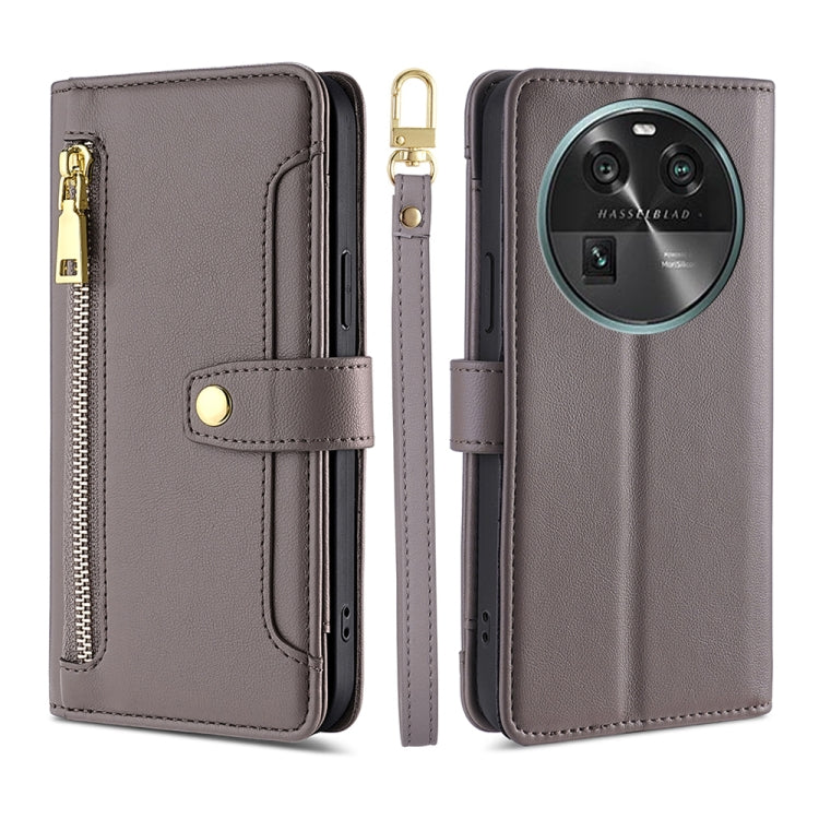 For OPPO Find X6 5G Sheep Texture Cross-body Zipper Wallet Leather Phone Case