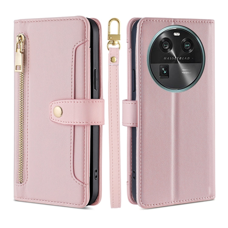 For OPPO Find X6 5G Sheep Texture Cross-body Zipper Wallet Leather Phone Case
