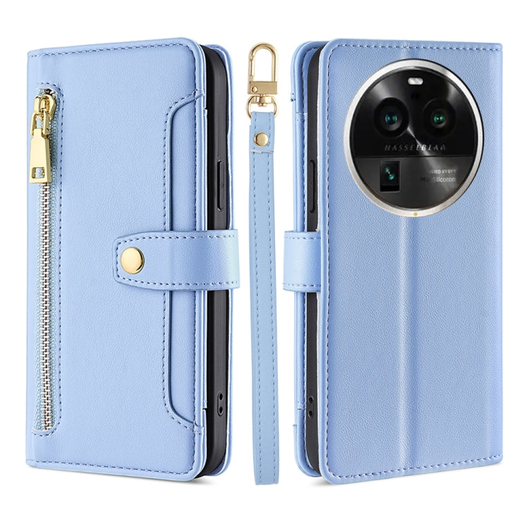 For OPPO Find X6 Pro 5G Sheep Texture Cross-body Zipper Wallet Leather Phone Case
