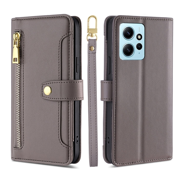 For Xiaomi Redmi Note 12 4G Global Sheep Texture Cross-body Zipper Wallet Leather Phone Case