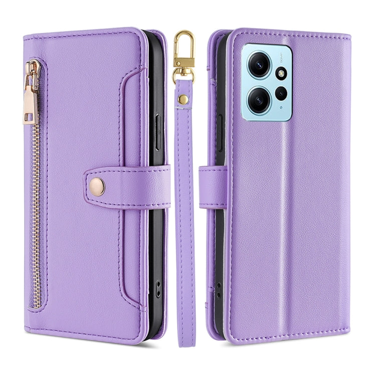For Xiaomi Redmi Note 12 4G Global Sheep Texture Cross-body Zipper Wallet Leather Phone Case