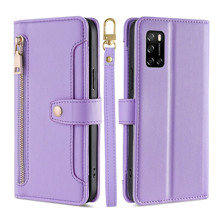 For Rakuten Big S Sheep Texture Cross-body Zipper Wallet Leather Phone Case