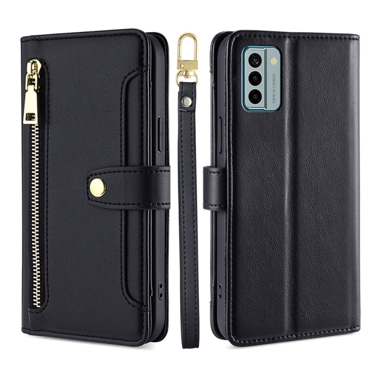 For Nokia G22 Sheep Texture Cross-body Zipper Wallet Leather Phone Case