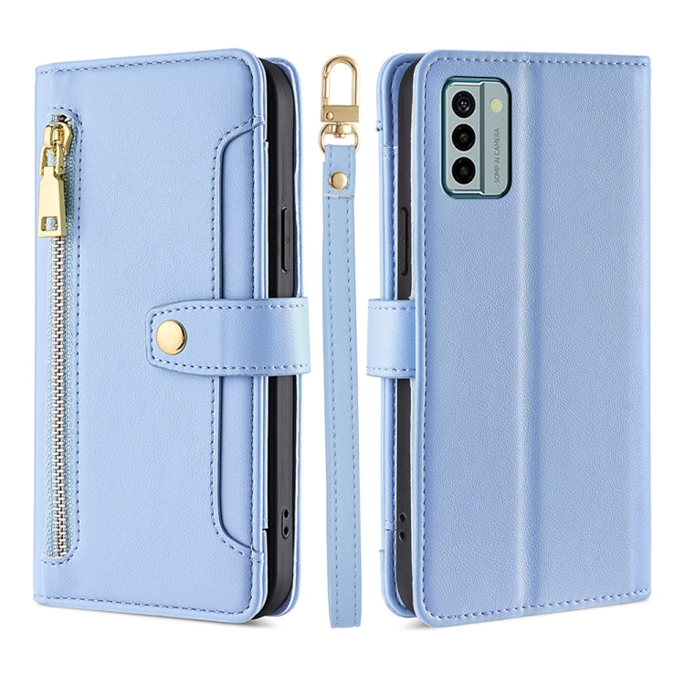 For Nokia G22 Sheep Texture Cross-body Zipper Wallet Leather Phone Case