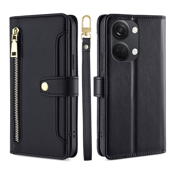 For OnePlus Ace 2V 5G Sheep Texture Cross-body Zipper Wallet Leather Phone Case