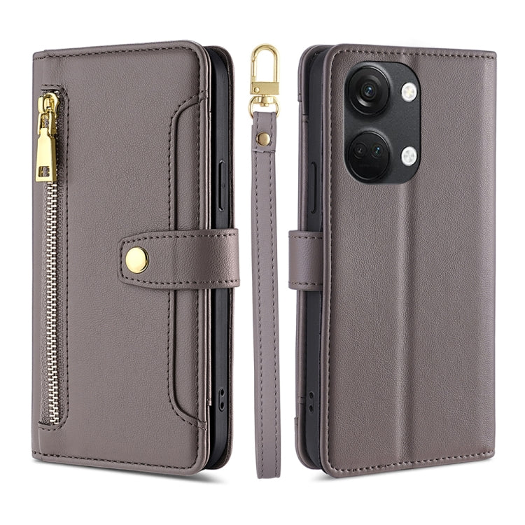 For OnePlus Ace 2V 5G Sheep Texture Cross-body Zipper Wallet Leather Phone Case
