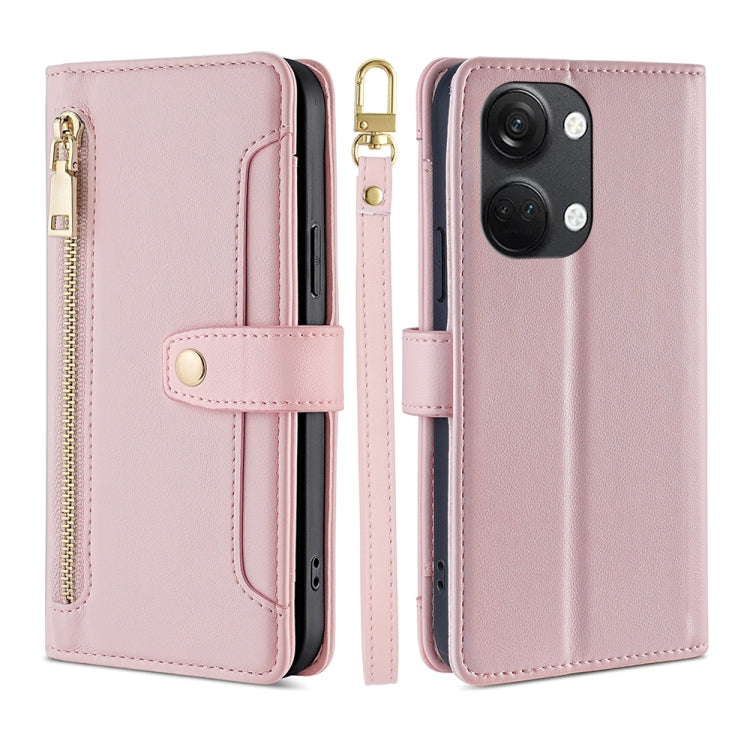 For OnePlus Ace 2V 5G Sheep Texture Cross-body Zipper Wallet Leather Phone Case