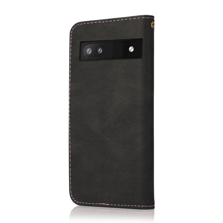 For Google Pixel 6a Dual-color Stitching Leather Phone Case