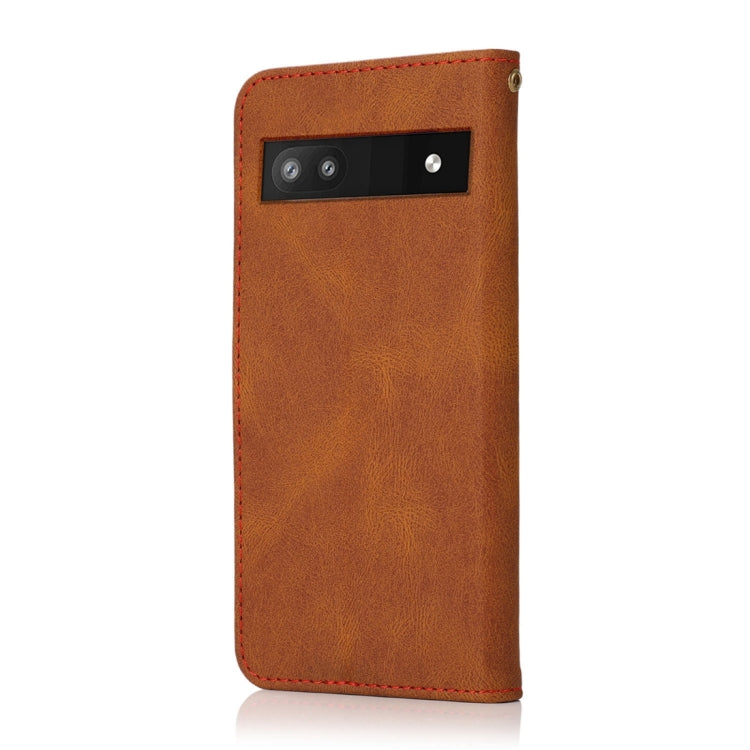 For Google Pixel 6a Dual-color Stitching Leather Phone Case