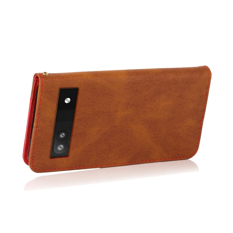 For Google Pixel 6a Dual-color Stitching Leather Phone Case