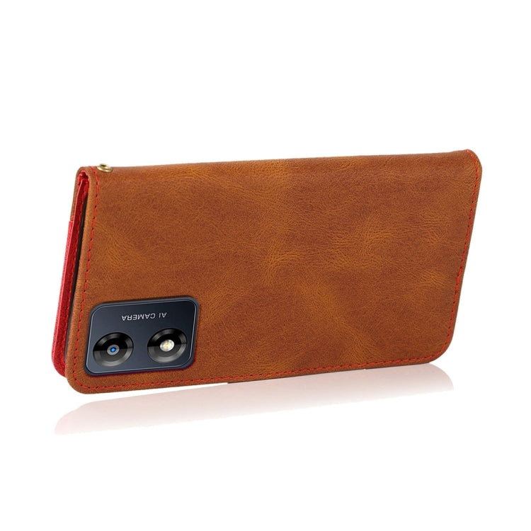 For Motorola Moto E13 Dual-color Stitching Leather Phone Case