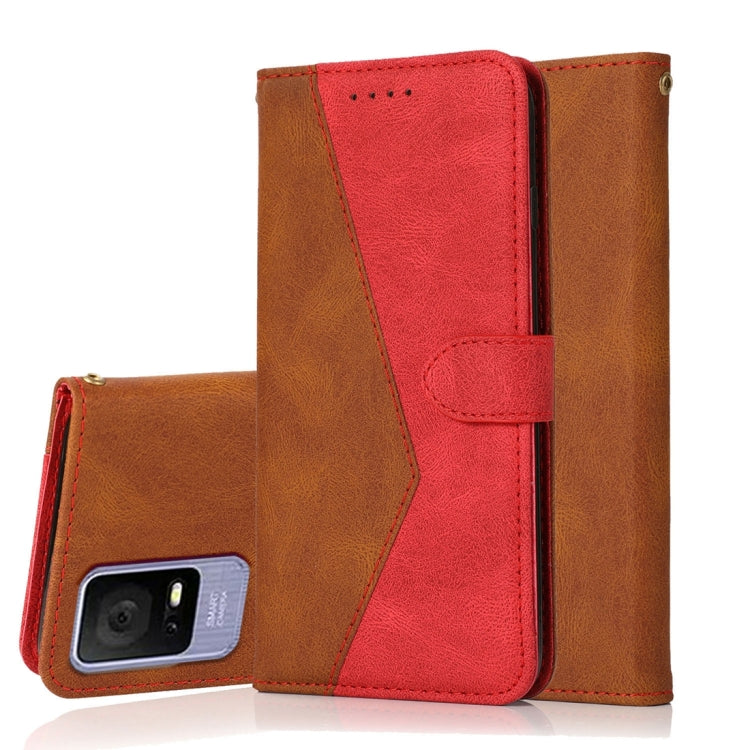For TCL 405 / 406 / 408 Dual-color Stitching Leather Phone Case