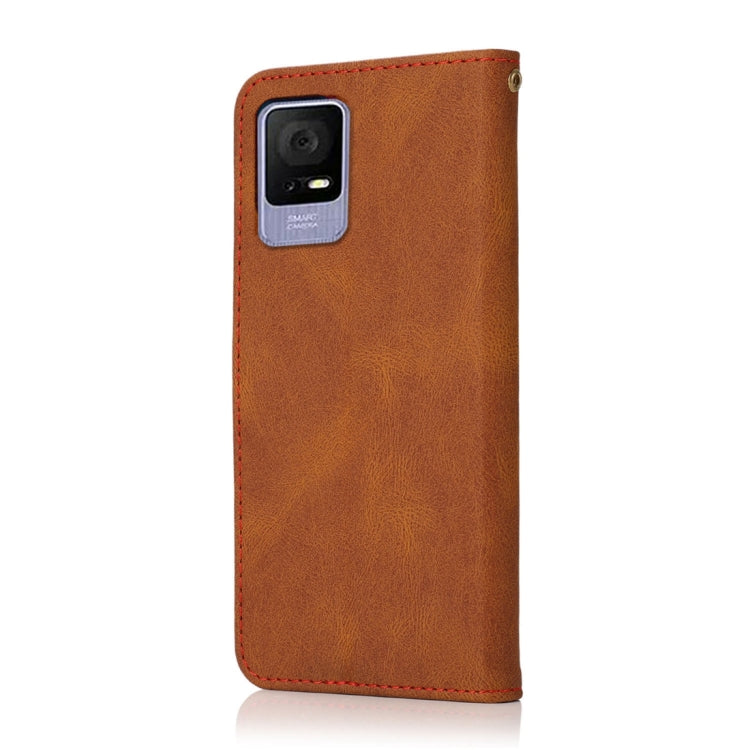 For TCL 405 / 406 / 408 Dual-color Stitching Leather Phone Case