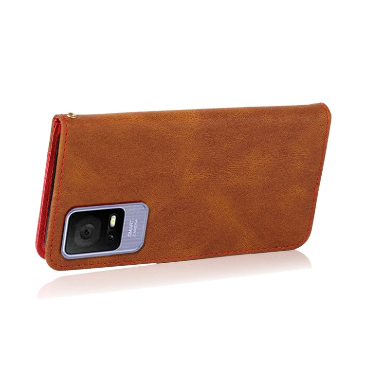 For TCL 405 / 406 / 408 Dual-color Stitching Leather Phone Case