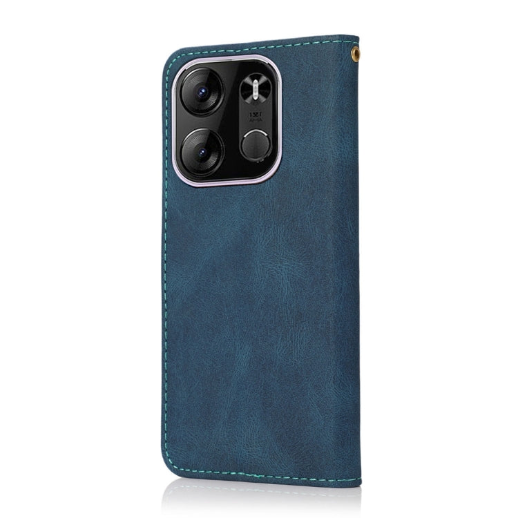 For Tecno Pop 7 Pro Dual-color Stitching Leather Phone Case