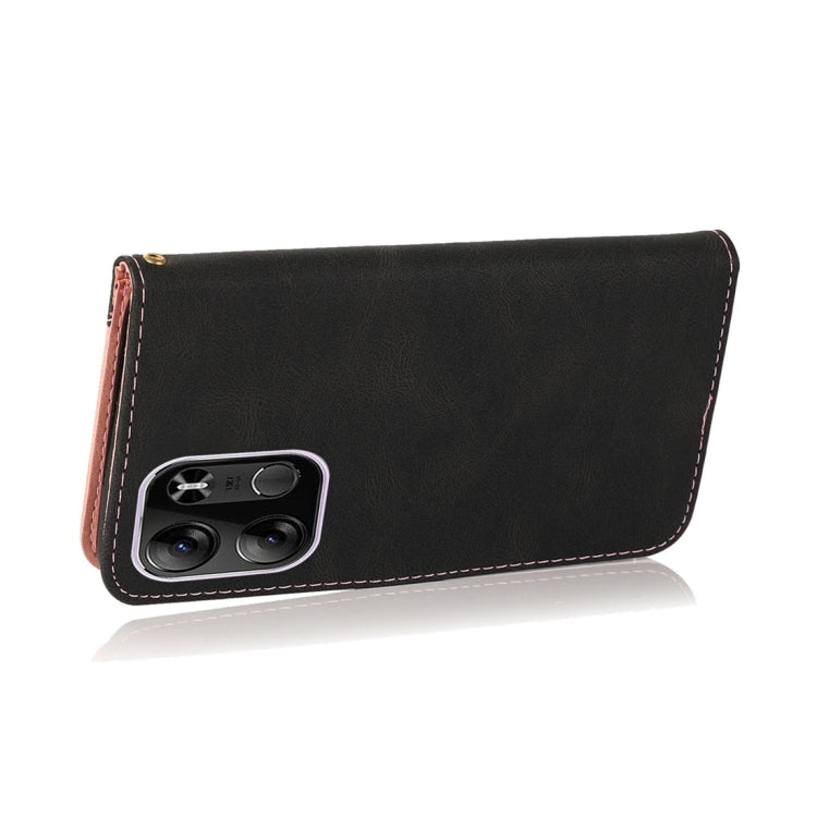 For Tecno Pop 7 Pro Dual-color Stitching Leather Phone Case