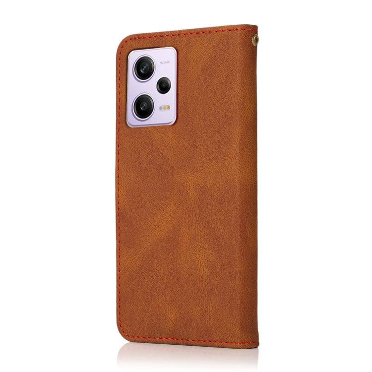 For Xiaomi Redmi Note 12 Pro 5G China Dual-color Stitching Leather Phone Case