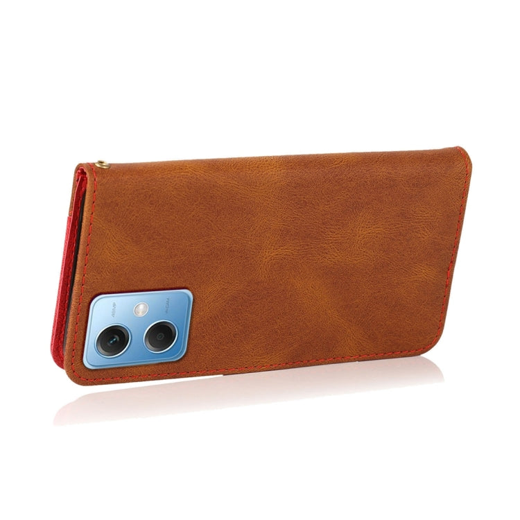 For Xiaomi Redmi Note 12 5G China Dual-color Stitching Leather Phone Case