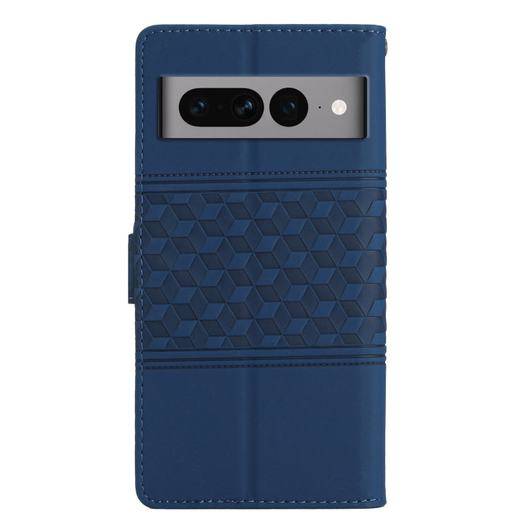 For Google Pixel 7 Pro 5G Diamond Embossed Skin Feel Leather Phone Case with Lanyard