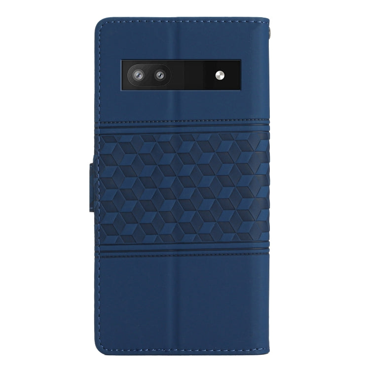 For Google Pixel 7a Diamond Embossed Skin Feel Leather Phone Case with Lanyard