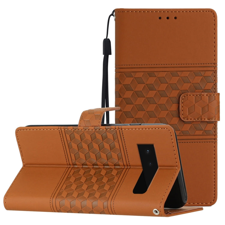 For Google Pixel 6 Diamond Embossed Skin Feel Leather Phone Case with Lanyard