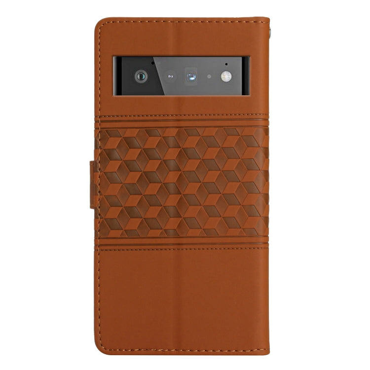 For Google Pixel 6 Pro Diamond Embossed Skin Feel Leather Phone Case with Lanyard