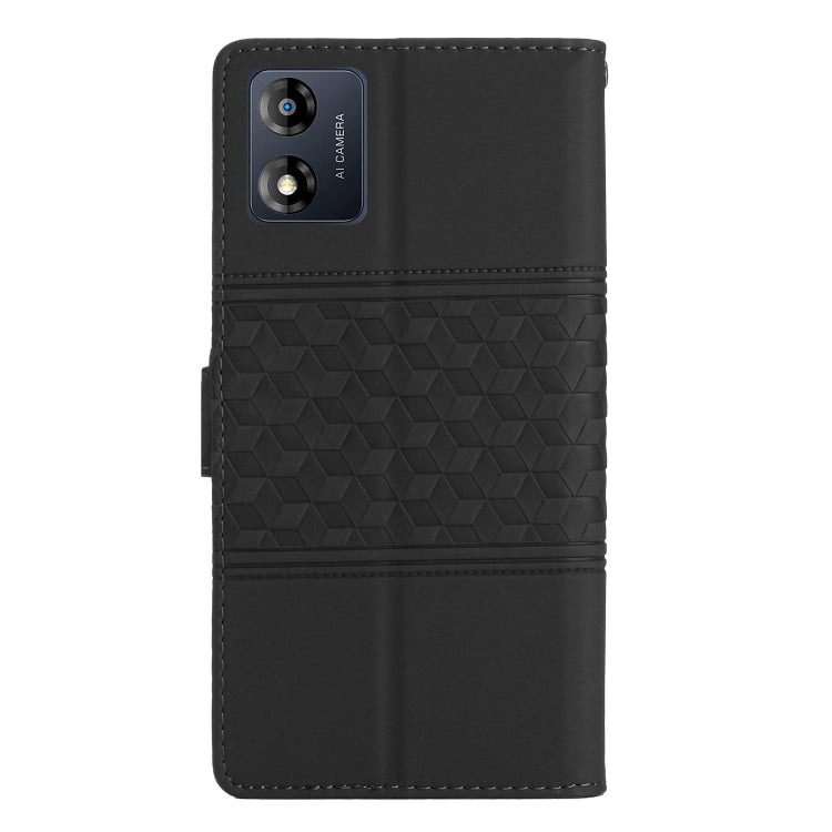 For Motorola Moto E13 Diamond Embossed Skin Feel Leather Phone Case with Lanyard