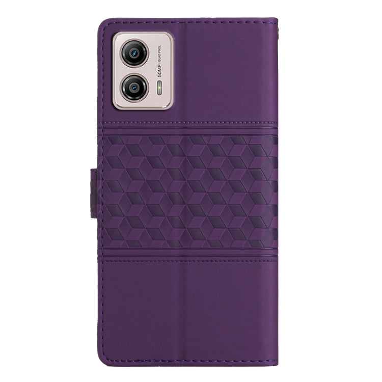 For Motorola Moto G73 Diamond Embossed Skin Feel Leather Phone Case with Lanyard