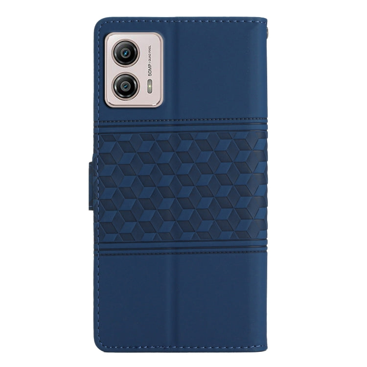 For Motorola Moto G73 Diamond Embossed Skin Feel Leather Phone Case with Lanyard