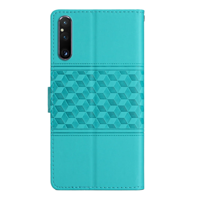 For Sony Xperia 1 V Diamond Embossed Skin Feel Leather Phone Case with Lanyard
